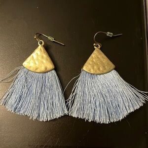 Dangle Blue Tassel Earrings
